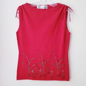 Vintage San Louis Paris Red Beaded Top